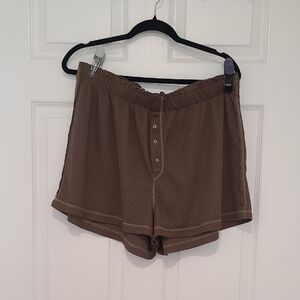 Free People Brown Waffle-Knit Shorts